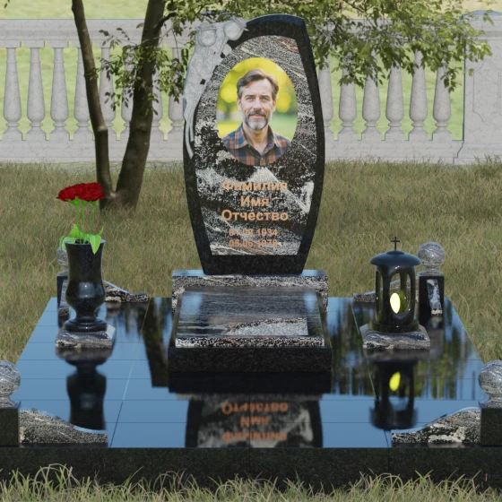 Комбинированный светский памятник в Казани, гранит амфиболит, вид 2
