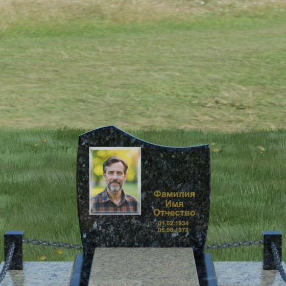 Вертикальный комбинированный светский памятник в Перми, гранит Блю Перл