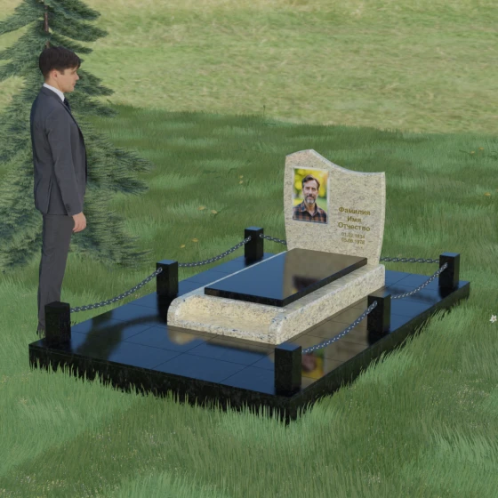 Вертикальный комбинированный светский памятник в Перми, гранит Мансуровский, вид 4