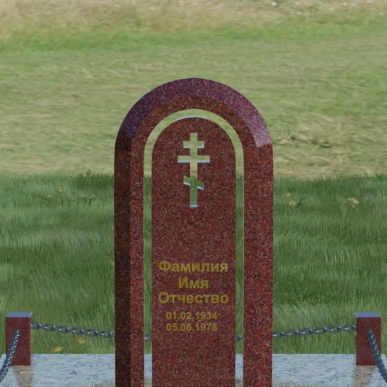 Православный гранитный памятник с крестом в Уфе, гранит Лезниковский