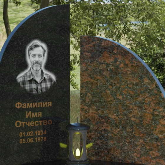 Светский вертикальный комбинированный памятник в Набережных Челнах, гранит Габбро-диабаз