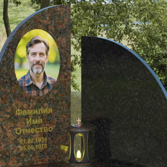 Светский вертикальный комбинированный памятник в Набережных Челнах, гранит Дымовский