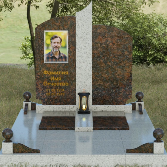 Гранитный вертикальный светский памятник в Липецке, гранит Дымовский, вид 2