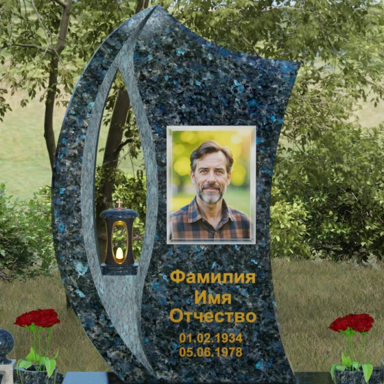 Вертикальный гранитный памятник светский в Красноярске, гранит Блю Перл
