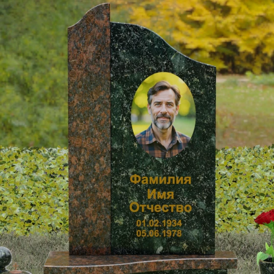 Комбинированный светский памятник в Воронеже, гранит Балтик грин