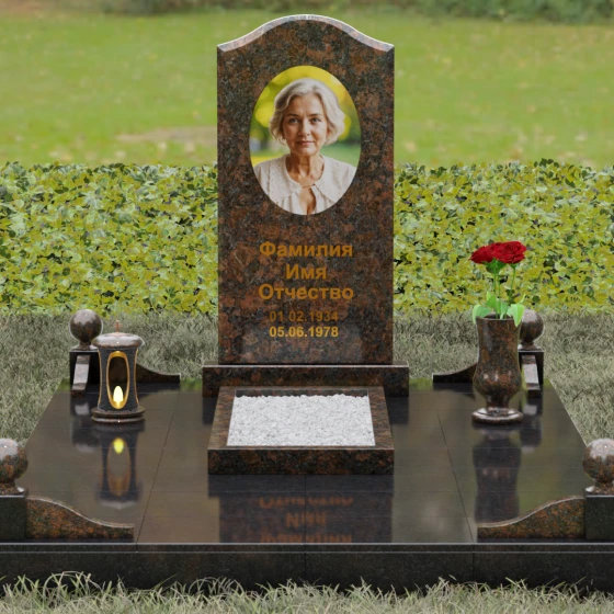 Гранитный вертикальный памятник светский в Перми, гранит Дымовский, вид 2