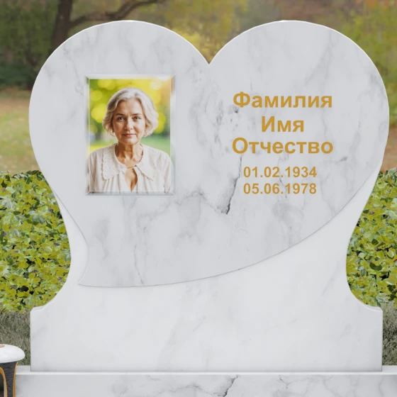 Гранитный вертикальный памятник для одного в Перми, мрамор Тассос