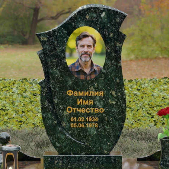 Комбинированный памятник светский в Набережных Челнах, гранит Балтик грин