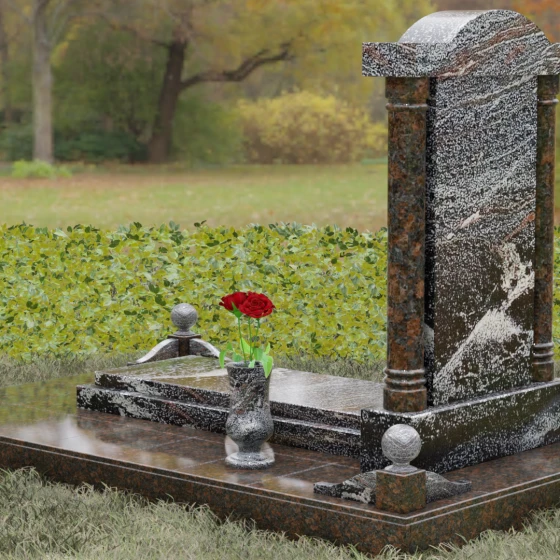 Светский комбинированный памятник в Оренбурге, гранит амфиболит, вид 3