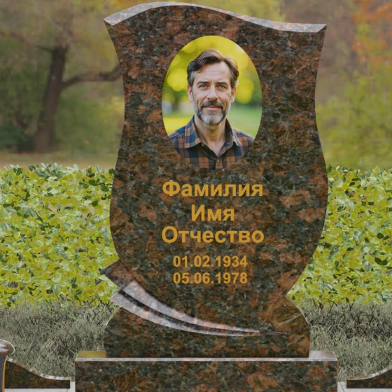Гранитный вертикальный памятник в Самаре, гранит Дымовский