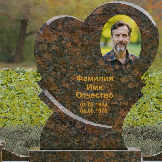 Вертикальный комбинированный светский памятник в Тольятти, гранит Дымовский
