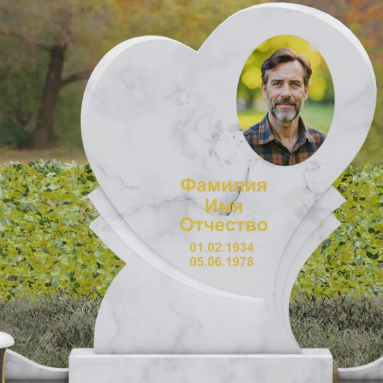 Вертикальный комбинированный светский памятник в Тольятти, мрамор Тассос