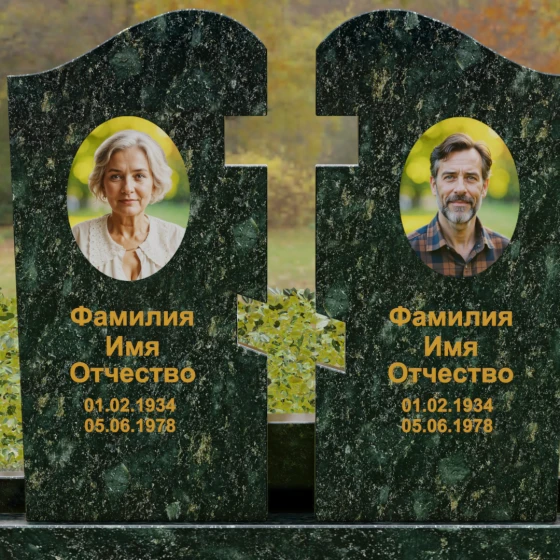Вертикальный гранитный памятник в Казани, гранит Балтик грин