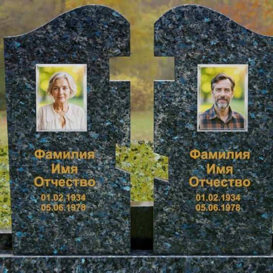 Вертикальный гранитный памятник в Казани, гранит Блю Перл