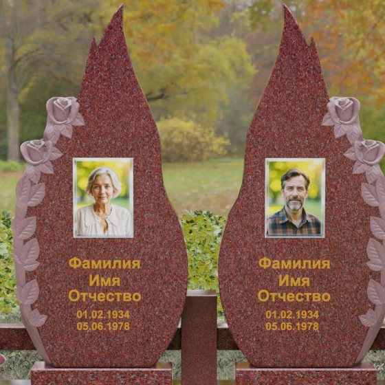 Вертикальный Гранитный памятник для двоих в Перми, гранит Лезниковский