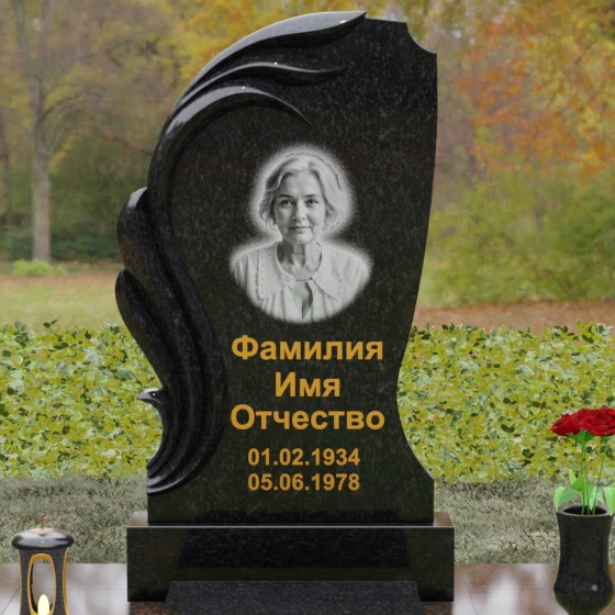 Вертикальный светский гранитный памятник в Белгороде, гранит Габбро-диабаз