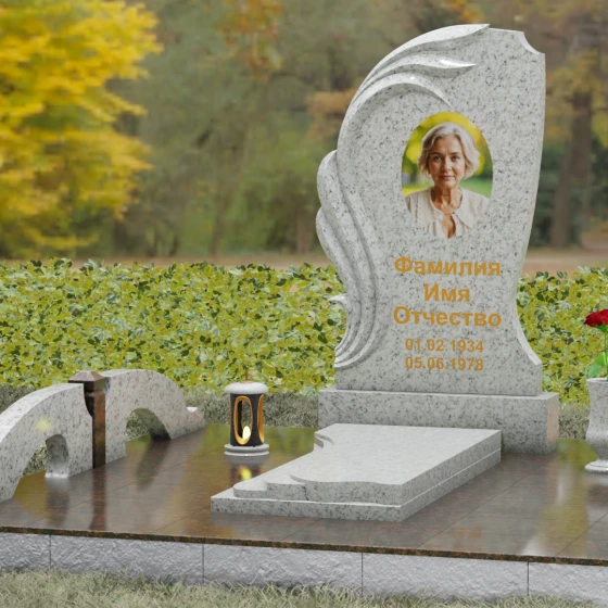 Вертикальный светский гранитный памятник в Белгороде, гранит Мансуровский, вид 4