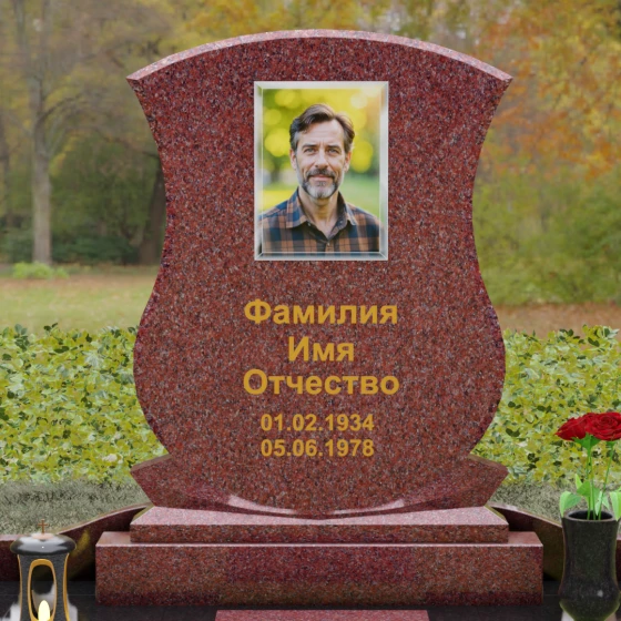 Гранитный вертикальный памятник для одного в Ханты — Мансийске, гранит Лезниковский, в Ханты-Мансийске