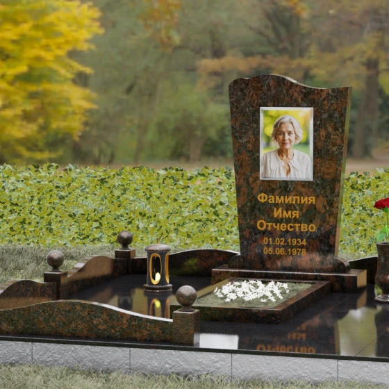 Вертикальный гранитный памятник светский в Перми, гранит Дымовский, вид 4