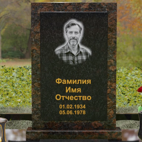 Вертикальный памятник из Гранита с порталом, гранит Габбро-диабаз