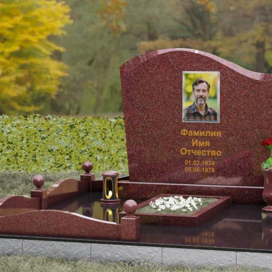 Гранитный памятник вертикальной ориентации в Казани, гранит Лезниковский, вид 4