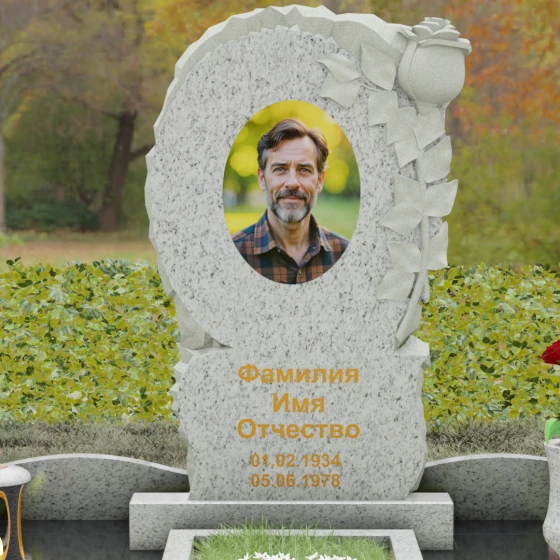 Светский гранитный памятник вертикальный в Кемерово, гранит Мансуровский