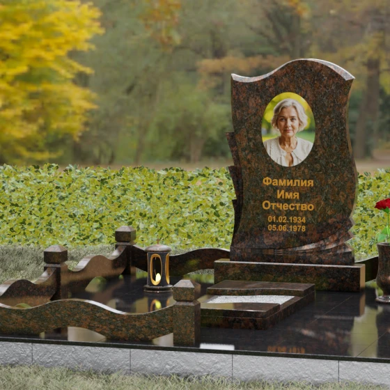 Светский вертикальный гранитный памятник в Перми, гранит Дымовский, вид 4