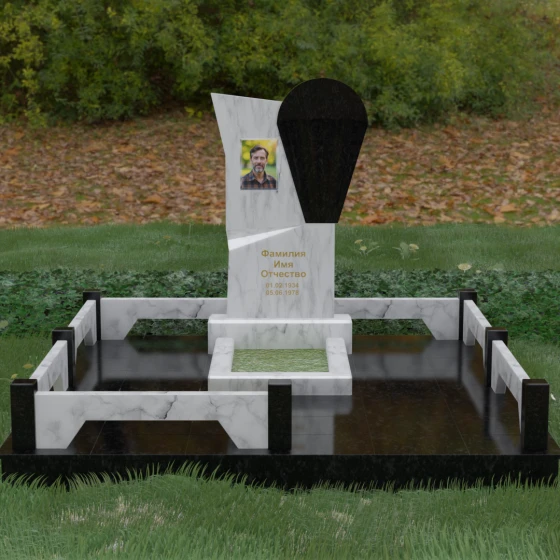 Вертикальный Комбинированный памятник для одного в Набережных Челнах, мрамор Тассос