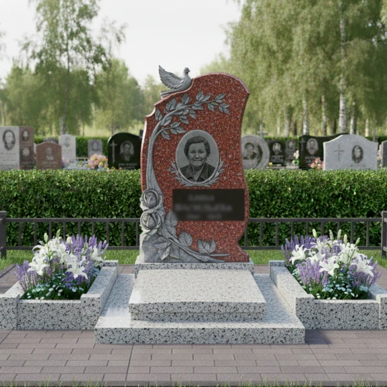 Элитный вертикальный памятник в Казани, гранит Лезниковский