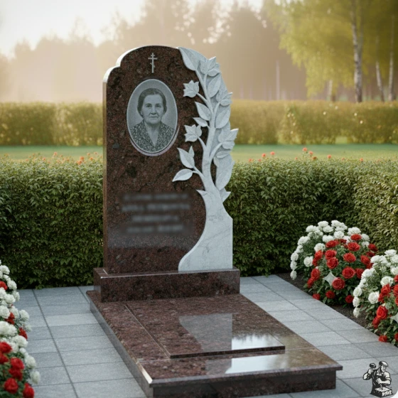 Православный гранитный вертикальный монумент в Липецке, гранит Дымовский