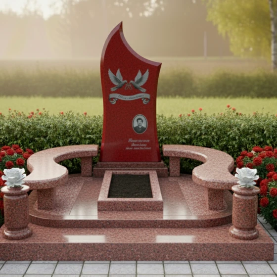 Элитный Гранитный вертикальный памятник в Казани, гранит Лезниковский