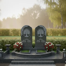 Гранитный двойной вертикальный памятник для мемориального комплекса - ПН053