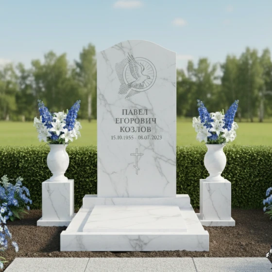 Памятник с парящим голубем и аркой, мрамор Тассос, в Краснодаре