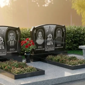 Гранитный памятник с крестом на двоих - ПН071