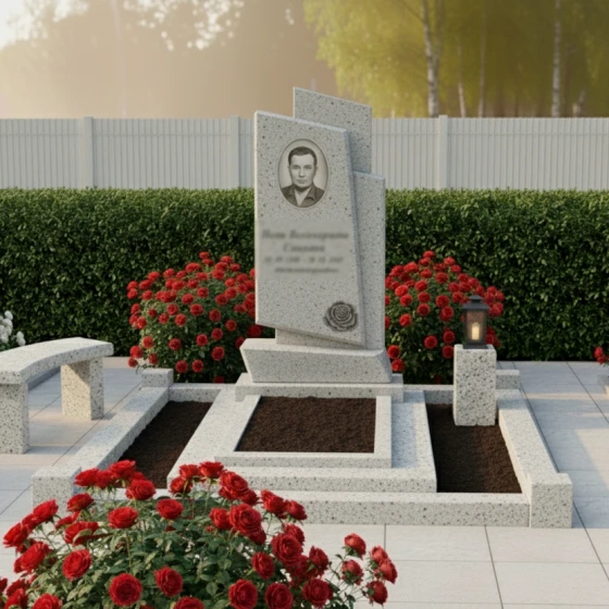 Элитный Гранитный светский вертикальный памятник в Перми, гранит Мансуровский