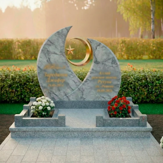 Мусульманский памятник с полумесяцами, гранит Мансуровский