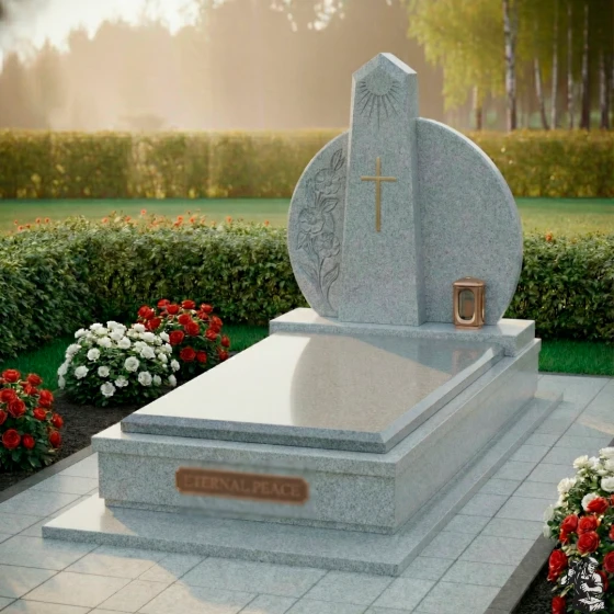 Элитный православный комбинированный памятник с крестом в Липецке, гранит Мансуровский
