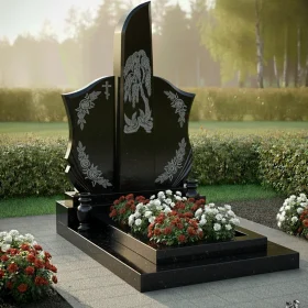 Гранитный Мемориальный Памятник с Крестом - ПН229