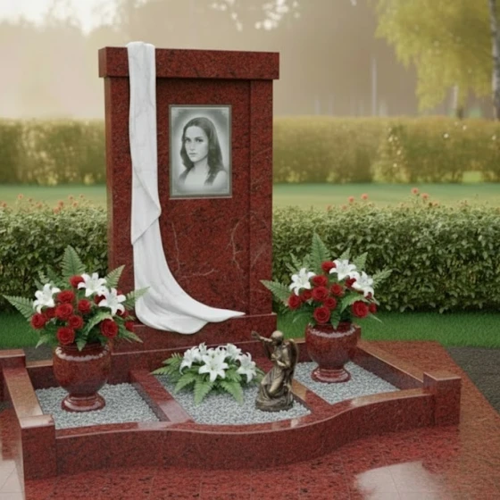 Гранитный вертикальный памятник для мемориала в Липецке, гранит Лезниковский
