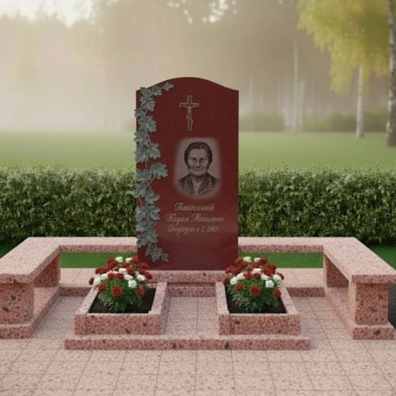 Православный элитный Гранитный памятник с крестом в Перми, гранит Лезниковский