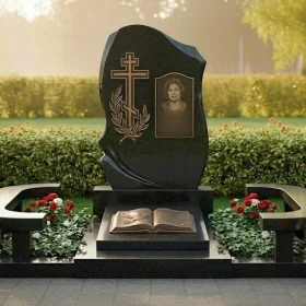 Гранитный православный памятник с крестом для комплекса - ПН378
