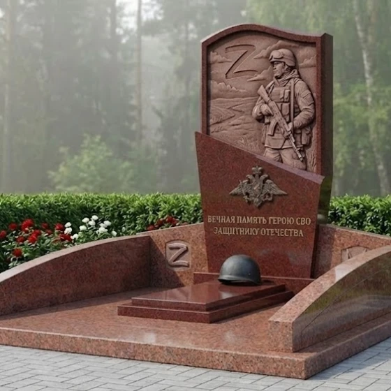 Гранитный вертикальный памятник светский в Липецке, гранит Лезниковский