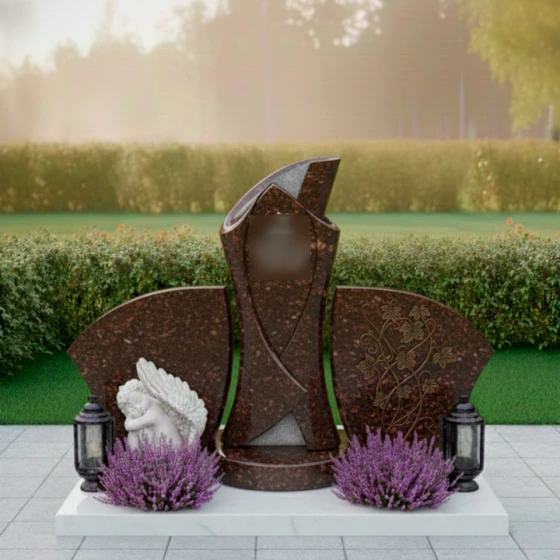 Вертикальный Гранитный памятник для одного в Перми, гранит Дымовский
