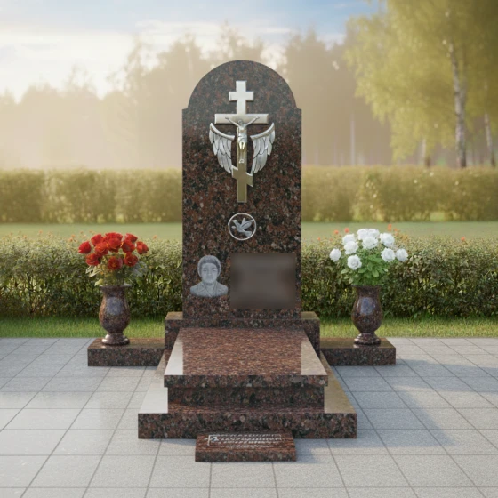Гранитный мемориальный комплекс на двоих в Перми, гранит амфиболит