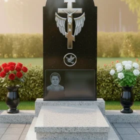 Горизонтальный гранитный памятник на двоих - ПН415