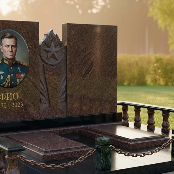 Элитный горизонтальный памятник в Перми, гранит Дымовский