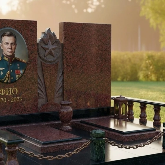 Элитный горизонтальный памятник в Перми, гранит Лезниковский