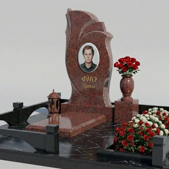Гранитный мемориальный комплекс вертикальный светский во Владивостоке, гранит Лезниковский
