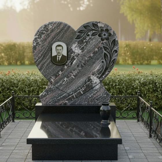 Гранитный светский памятник вертикальный в Казани, гранит амфиболит
