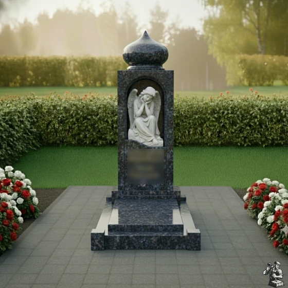 Памятник из гранита и мрамора в Альметьевске, гранит Блю Перл